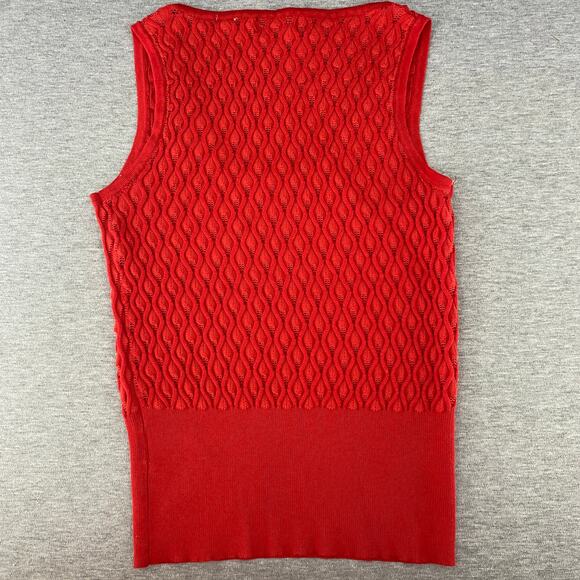 Tahari Sleevless Knit Textured Tank Sweater Layer Shell Red Womens Size S - Picture 3 of 6